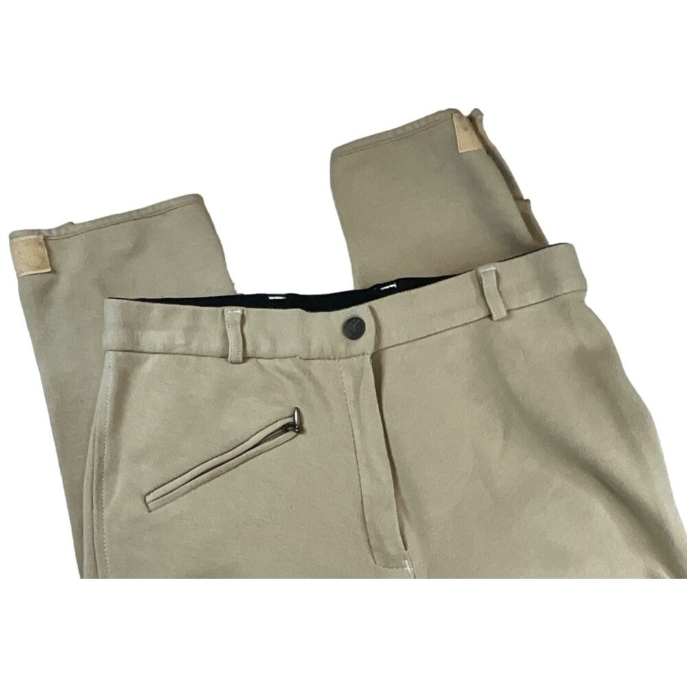 Riding Breeches Tan/Khaki US 28 Elastic‎ Waist Hook and zipper closure, Suede